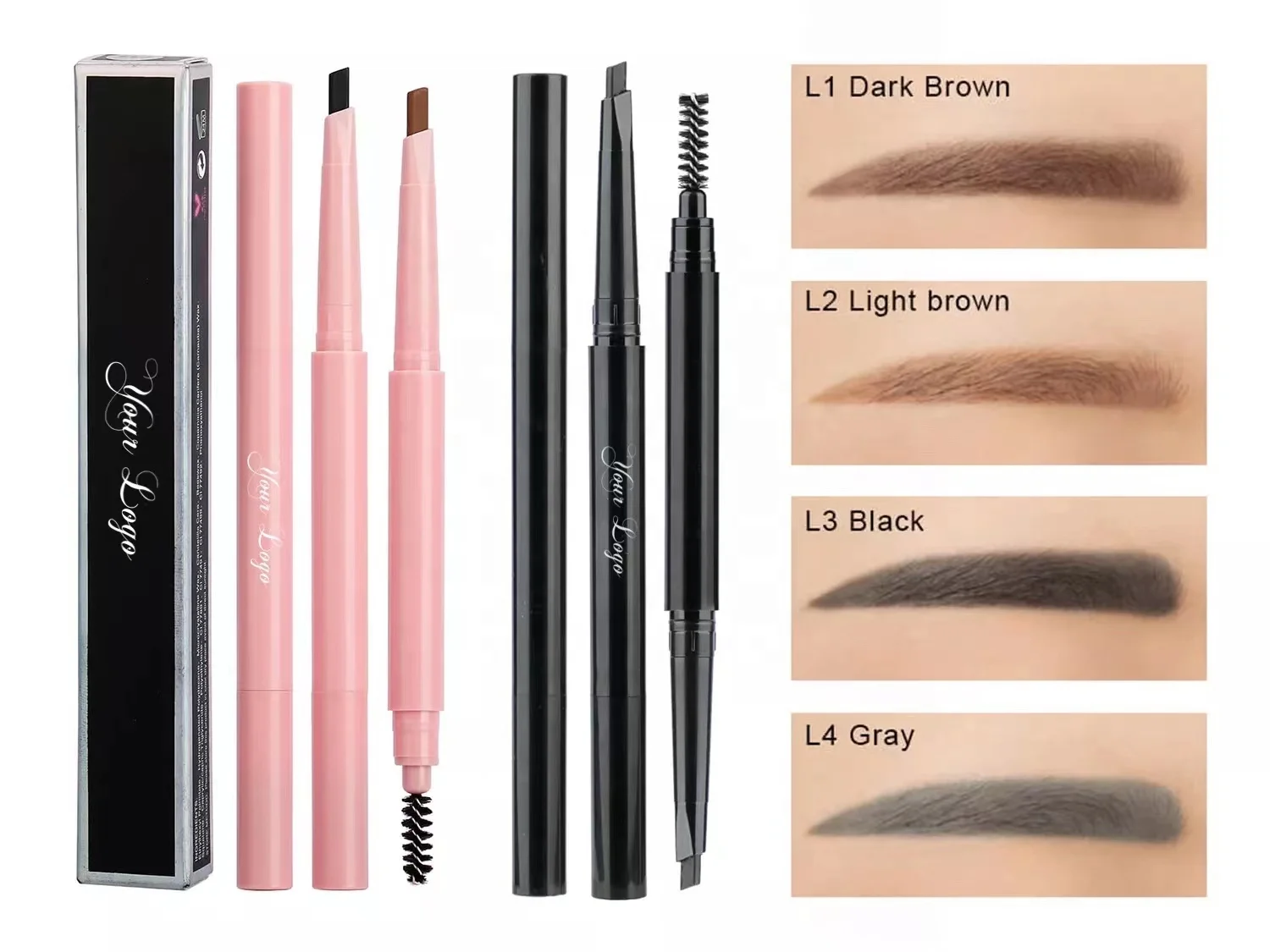 New Design Eye Makeup Private Label Permanent Fine Waterproof Double Head Eyebrow Pencil