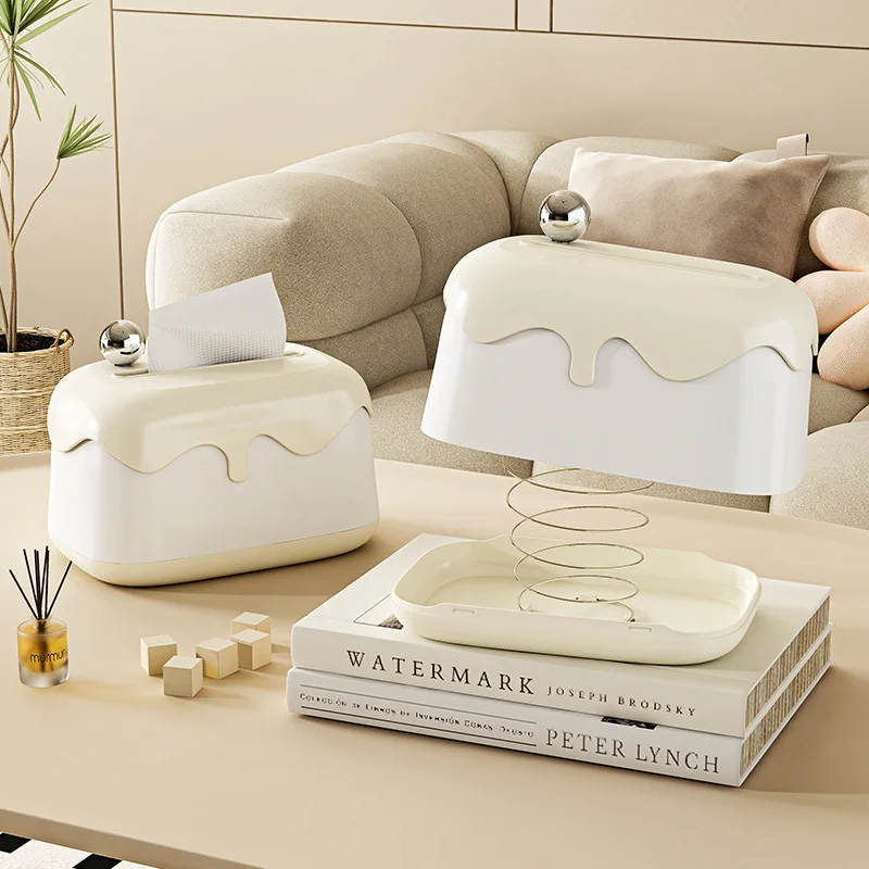New Home Living Room Upscale Cream Wind Tissue Box Creative Ornament Convenient Multifunction Paper Organizer Office Sundries