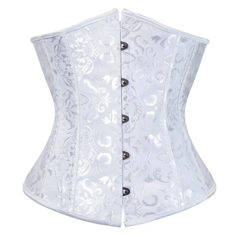 Women Gothic Sexy Satin Underbust Corset Bustier Waist Cincher Slimming Body Shaper Corset Lingerie Plus Size Party Clubwear