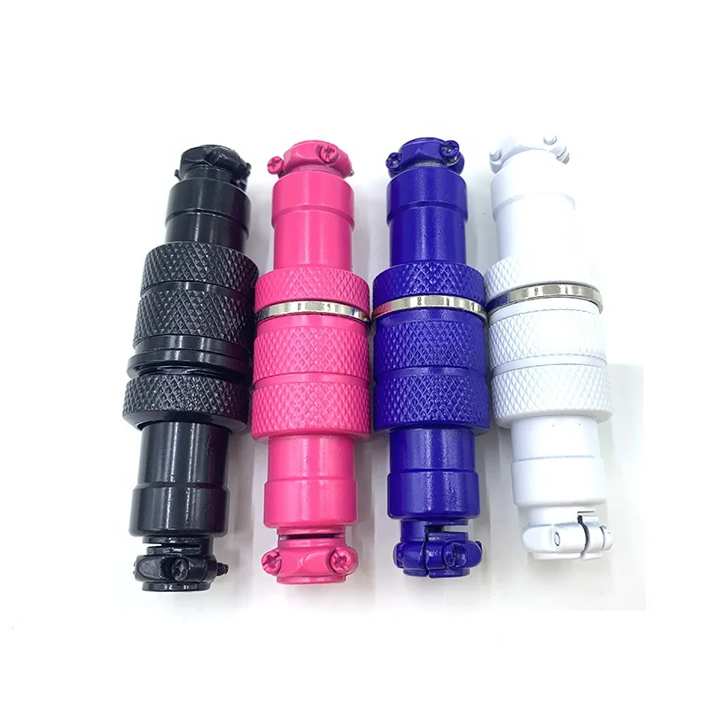 DIY Color-Coated Detachable Cable Aviation Shiny Red Aviator Color GX12 GX16 Red 4Pin 5Pin Connector Custom GX16