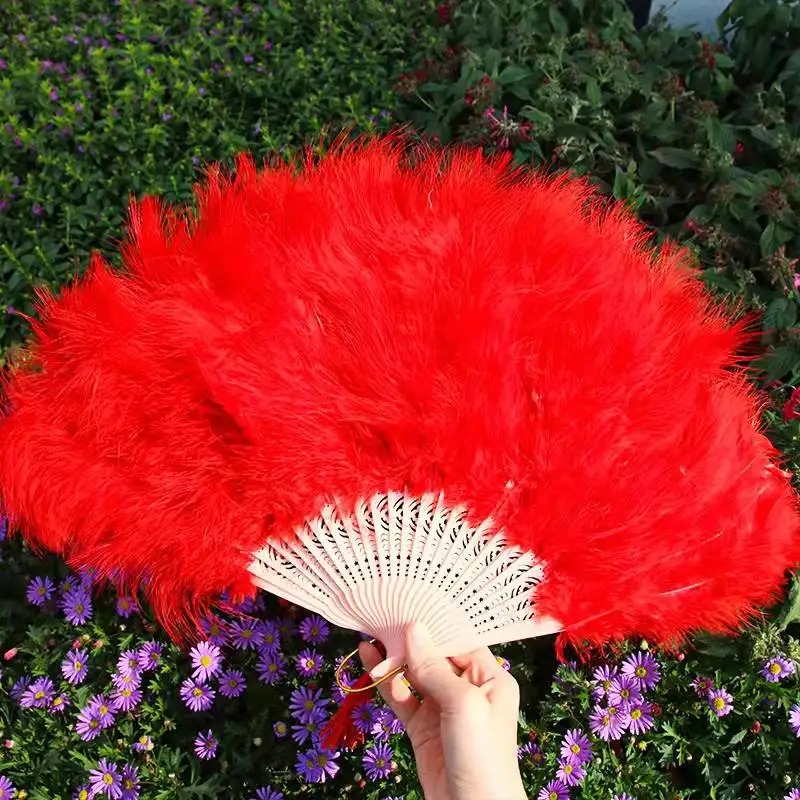 Factory Price Wholesale Rainbow Colorful Fluffy Dancing Hand turkey Feather Fans