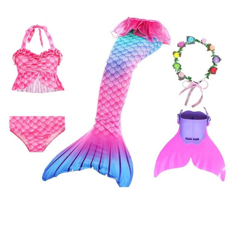 Высококачественный костюм для девочек с хвостом Русалочки, костюм для плавания с хвостом Русалочки для девочек