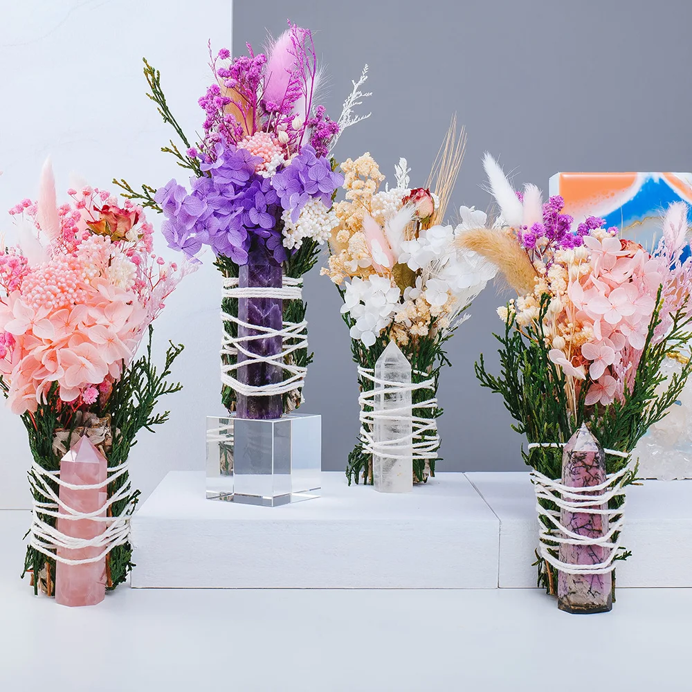 Hot selling wholesale natural Crystal point bouquet home decoration and ornaments bring financial luck
