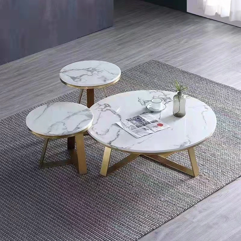 Modern Gold Luxury Glass Round Top Side Coffee Center glass Tea Table Minimalist White Metal Painting OEM Customized Great Room