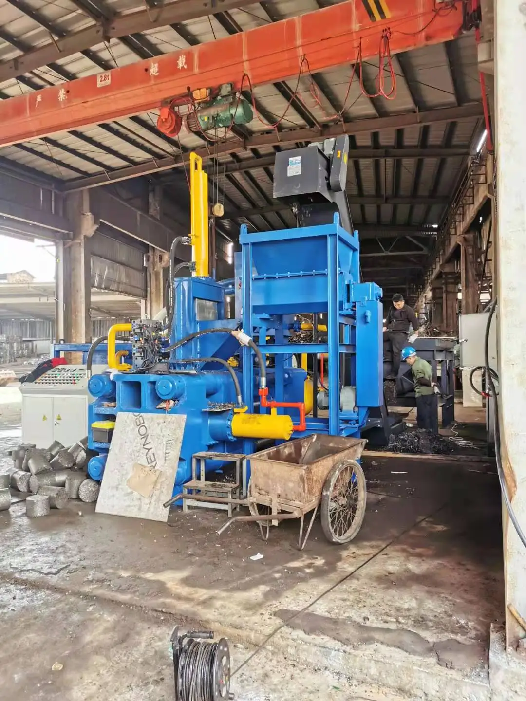 automatic horizontal high pressure hydraulic briquetting press machine for cast iron steel shaving chips