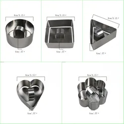 5 Shaper Set Stainless Steel Cake Ring, 3 x 3 inch Square Dessert Mousse Mold with Pusher Lifter Cooking Rings