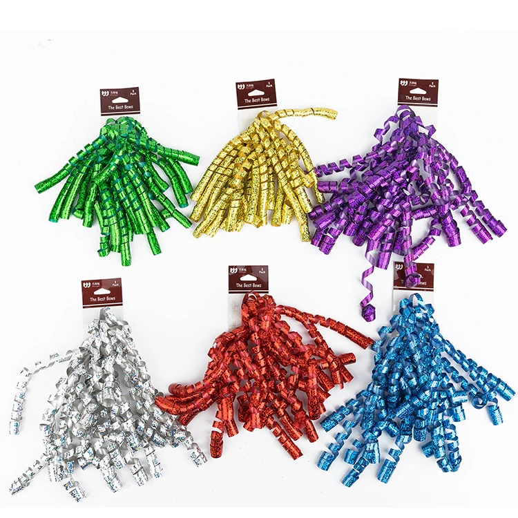 Colorful Birthday gift wrap ribbon bow Christmas decoration tree curly ribbon bows for party wedding