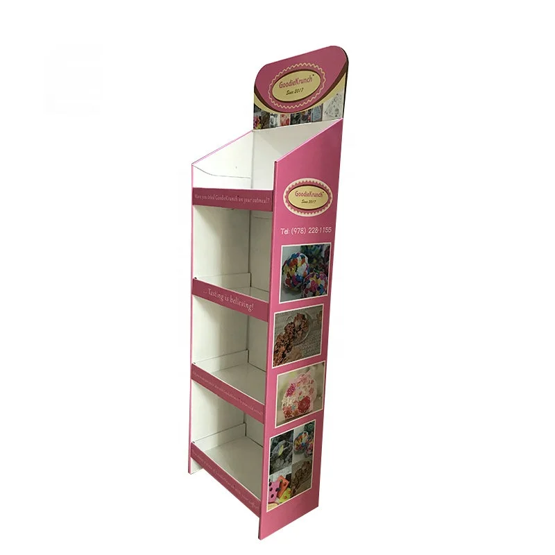 POP Retail Snack Food Display Custom Made Recyclable Cardboard Shelf Display Stand For Snacks