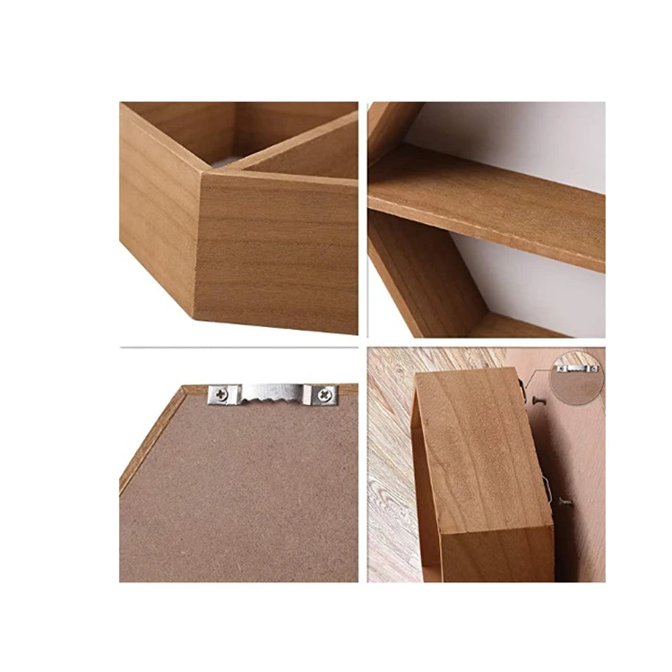 
2 Tiers hanging Christmas decorative display holder wall mounted hexagonal floating shelves 