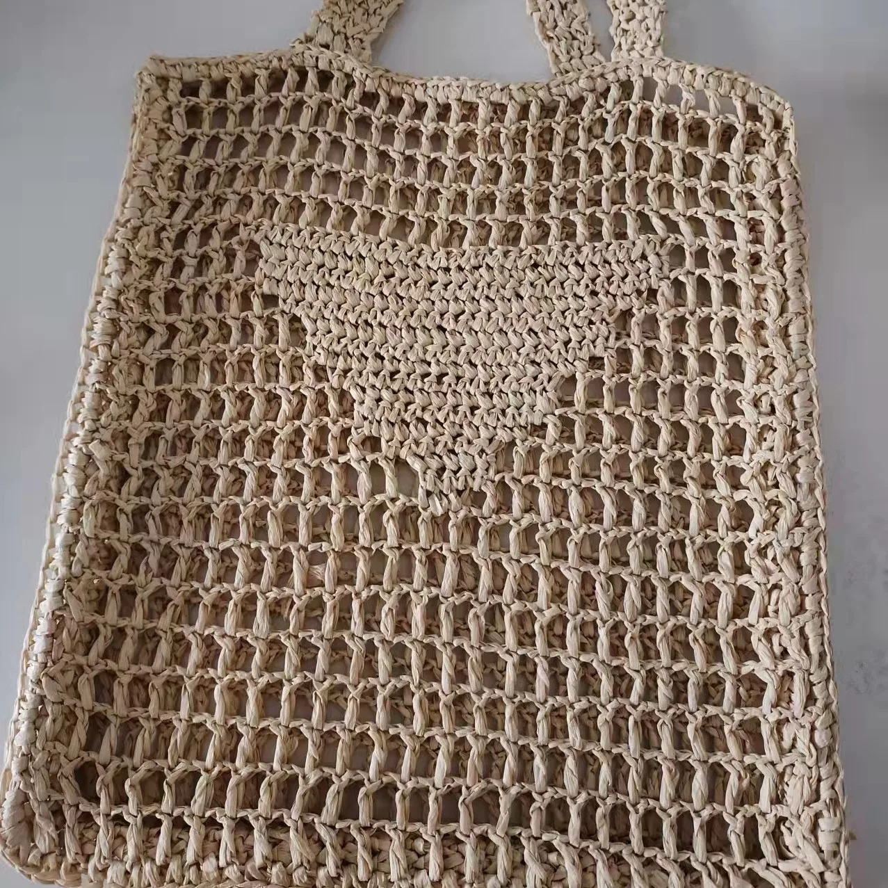 Wholesale  customized logo Large Capacity Paper Rope Raffia straw tote shoulder handbag Polyester bag paper straw beach bag