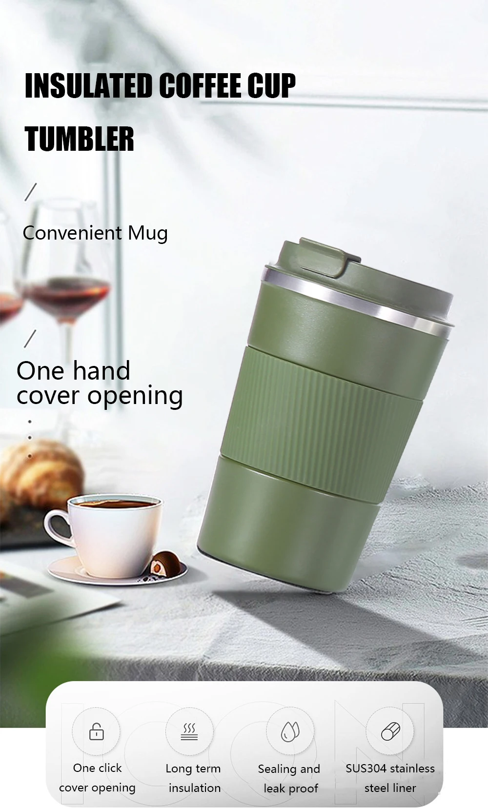 Walcold High Quality 380ml 304 Stainless Steel Vacuum Insulated Coffee Mug
