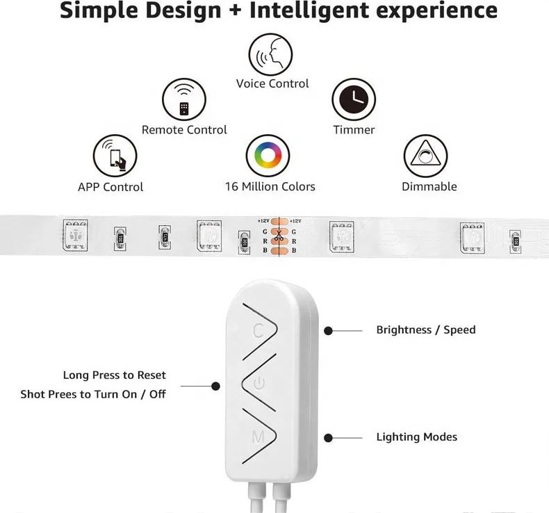 2023 APP Remote Control Smart Led Strip Light SMD 5050 RGB Led Light Strip Lights For Decoration