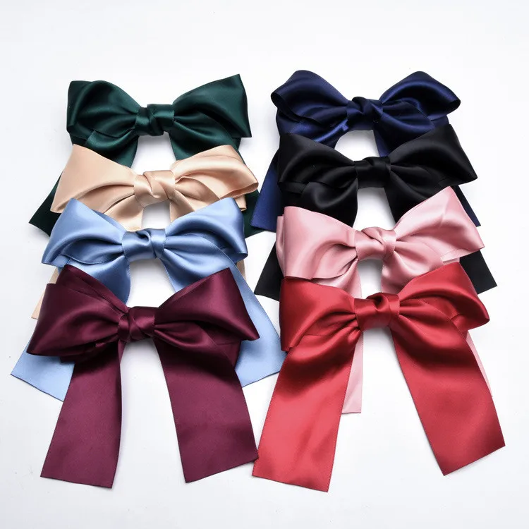 Satin Bow Hair Clips Hair Bows Barrette Colorful Ribbon Bow for Women Girls