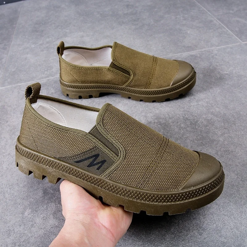 Casual Loafers Field Work Cheap Wholesale Price Without Laces Breathable China Factory Canvas Shoes