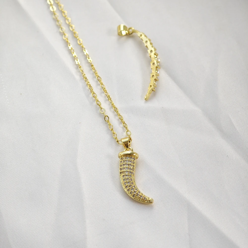 Unique Design Moon Charm Pendants Gold Plated Brass Necklace Bracelet Zircon Ivory Pearl Pendant For Jewelry Making