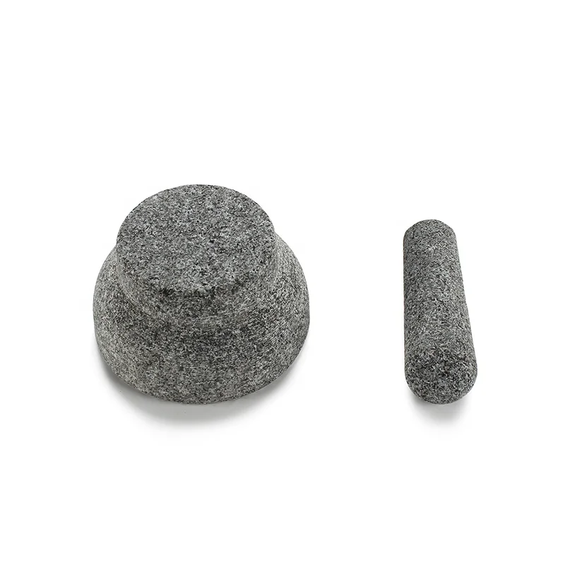 Amazon Hot Selling Black Natural Granite Stone  Mortar and Pestle Machine Set for Grinding