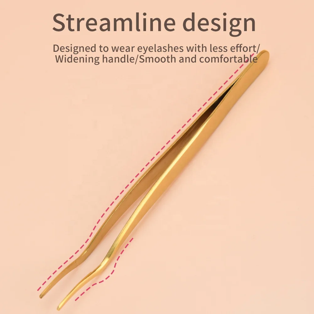 Customized New multiple colors stainless steel slanted lash tweezers for eyelash extension