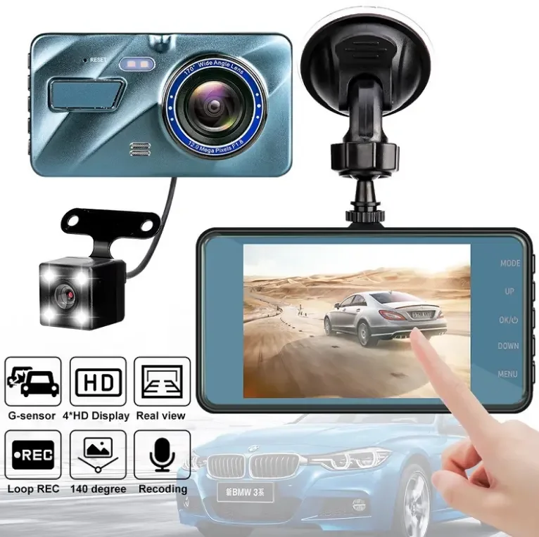 Auto Dual DashCam 4 inch LCD FHD 1080p Camara Dual Lens Front and Rear Camera DVR Video Recorder car camera dash cam