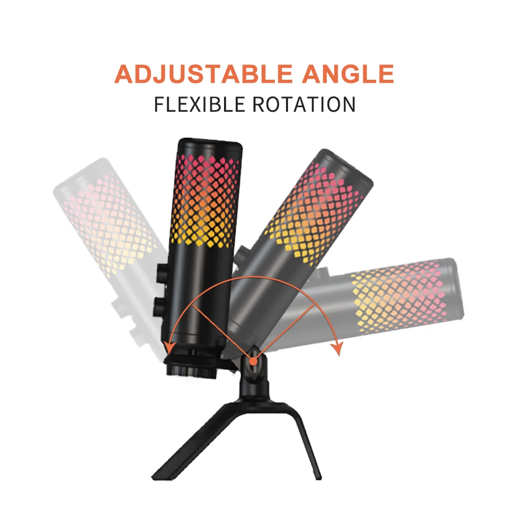 Профессиональный USB компьютерный микрофон, игровой микрофон RGB, настольный конденсаторный микрофон, студийное оборудование для записи караоке