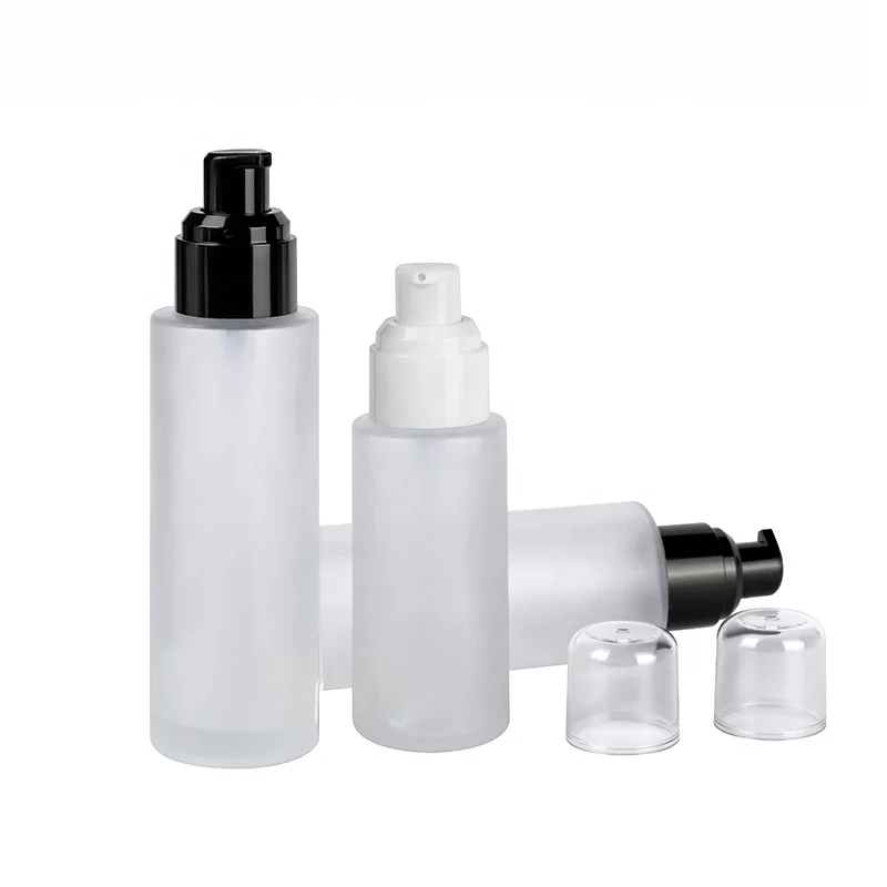 quality cosmetic packaging frosted clear glass body lotion pump spray bottle jar containers