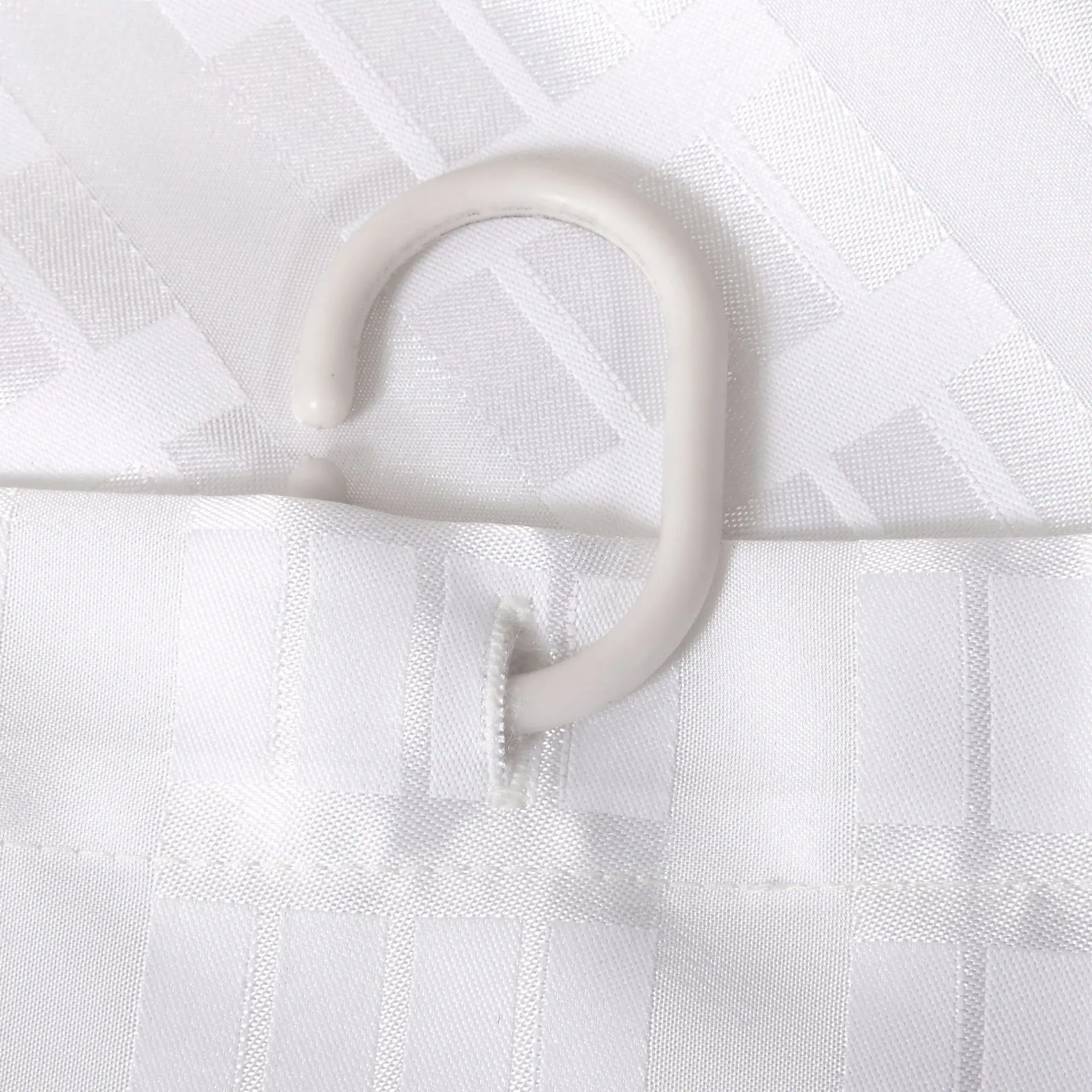 White T-strip jacquard shower curtain hotel bathroom plain polyester bath shower curtain waterproof wholesale