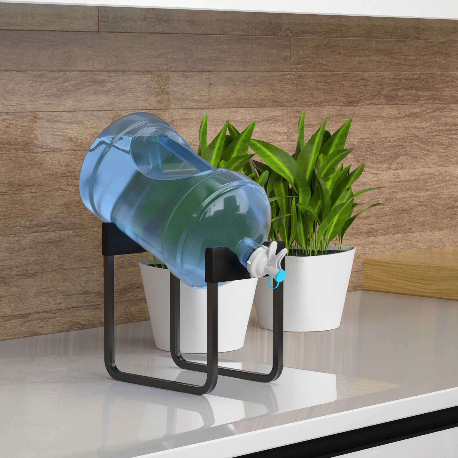 Sturdy Stacking Functional 4 Tiers Foldable White 5 Gallon Water Bottle Storage Rack