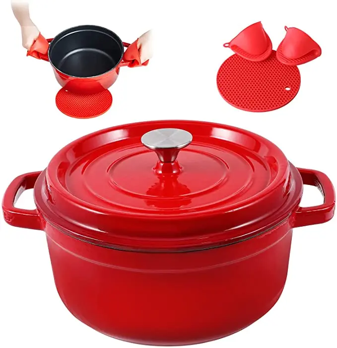 5 Quart Cooking Non Stick Enameled Cast Iron Dutch Oven Pot with Lid Modern Wholesale Cookware Kitchen Custom