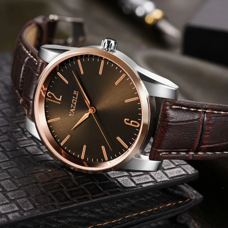YAZOLE 542 fashion china mens quartz watch 2021 PU leather strap waterproofing analog display Simple Casual relogio musculino