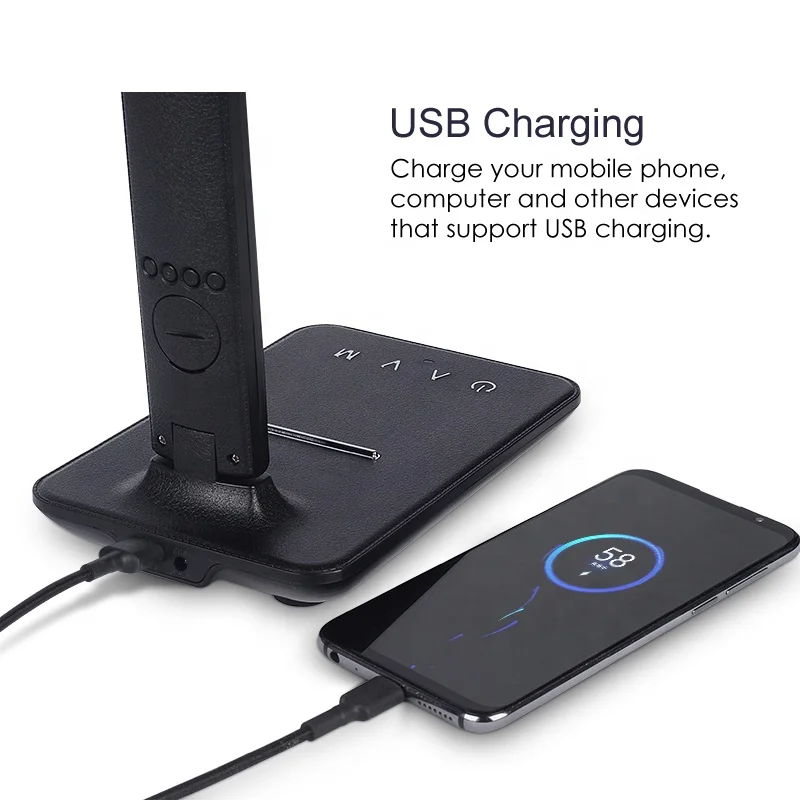 2021 Amazon hot sale desk lamp with wireless phone chargers With USB charger led desk lamp