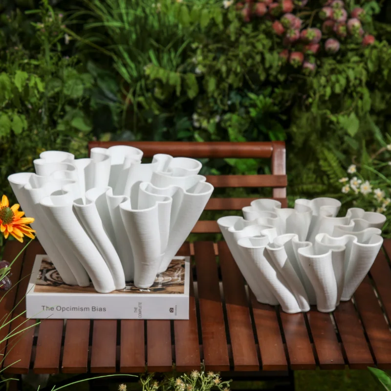 Minimalist Modern 3D Printing Ceramic Vase Flower Bouquet Pot Shape Wedding Nordic Vase for Living Room Hotel