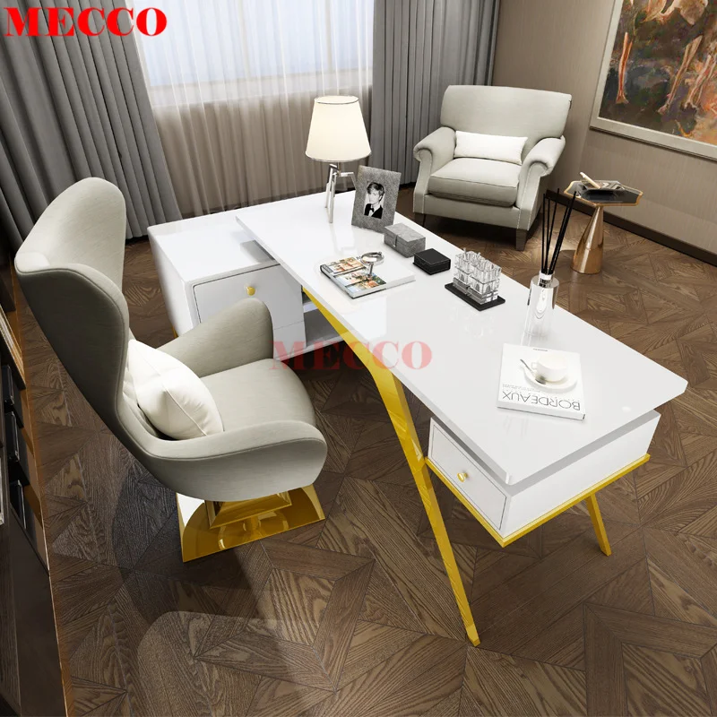 Metal Steel Home Single White Computer Desks White Work Desk With Multilayer Baking Varnish Working Desk Computer Table