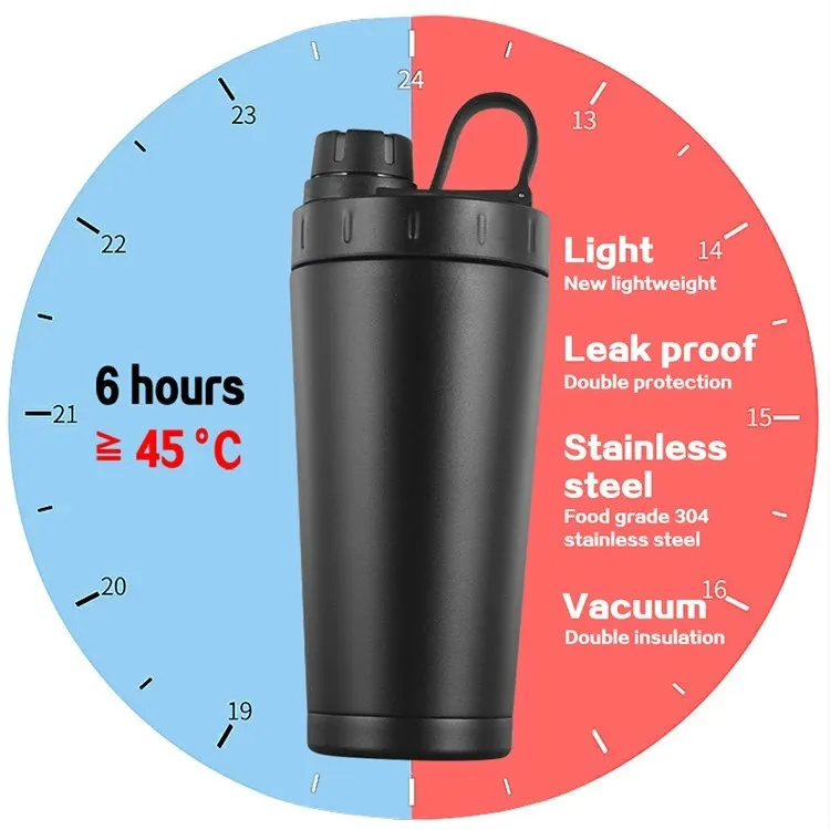 Double wall insulation 304 stainless steel vacuum flask exercise fitness protein shaker bottles water jug