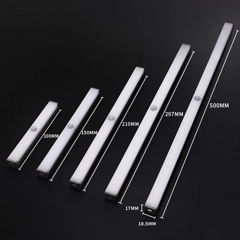Magnetic Led Motion Sensor Light Strip Usb Rechargeable Lighting For Wardrobes Closet Stairs