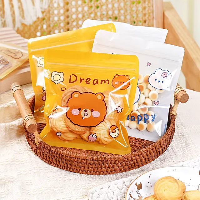 Custom Printing  3 Side Seal Sachet Pouch Ziplock Plastic Heatseal Edible Mylar Candy Biscutes Cookies Snack Food Packing Bag