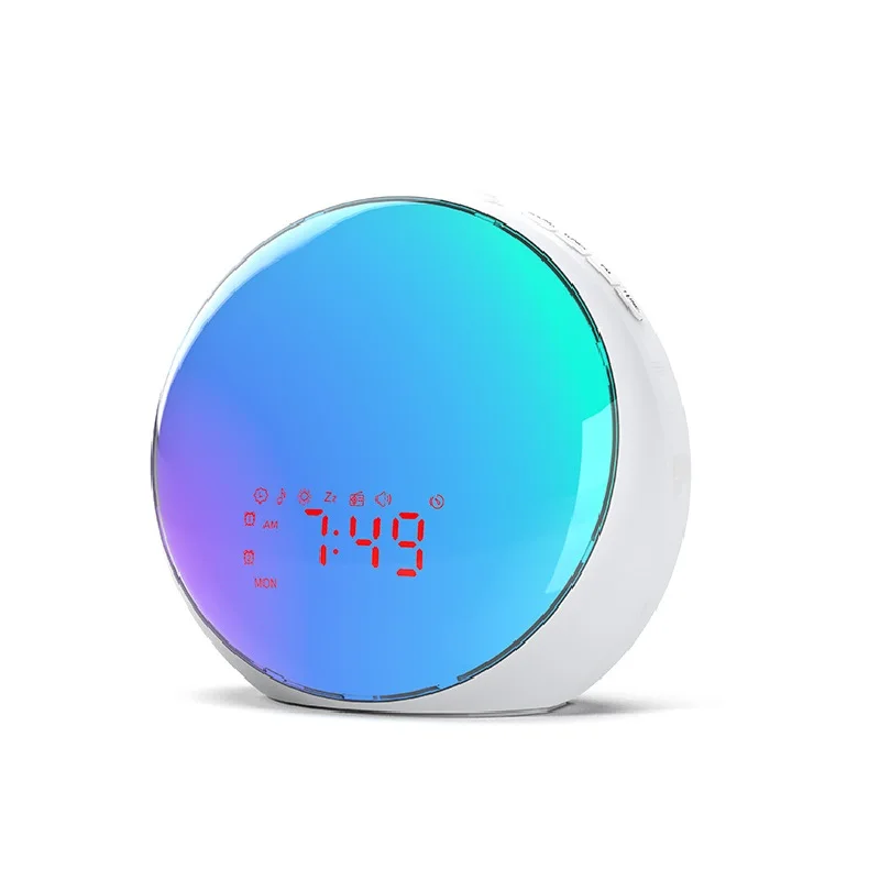 Sunrise and Sunset Wake-up Lights LED Electronic Alarm Clock Colorful Atmosphere Lights Sunset Bedside Light Wake-up Alarm Clock