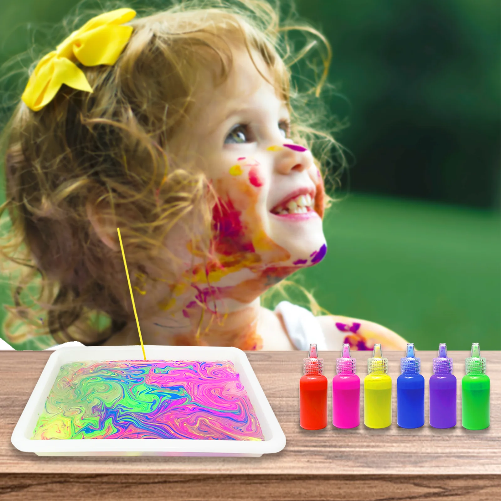 Original Factory to Customize Non-toxic DIY Water Marbling Paint Set Fit A4 or A5 Papers or Wooden Figure Surfaces