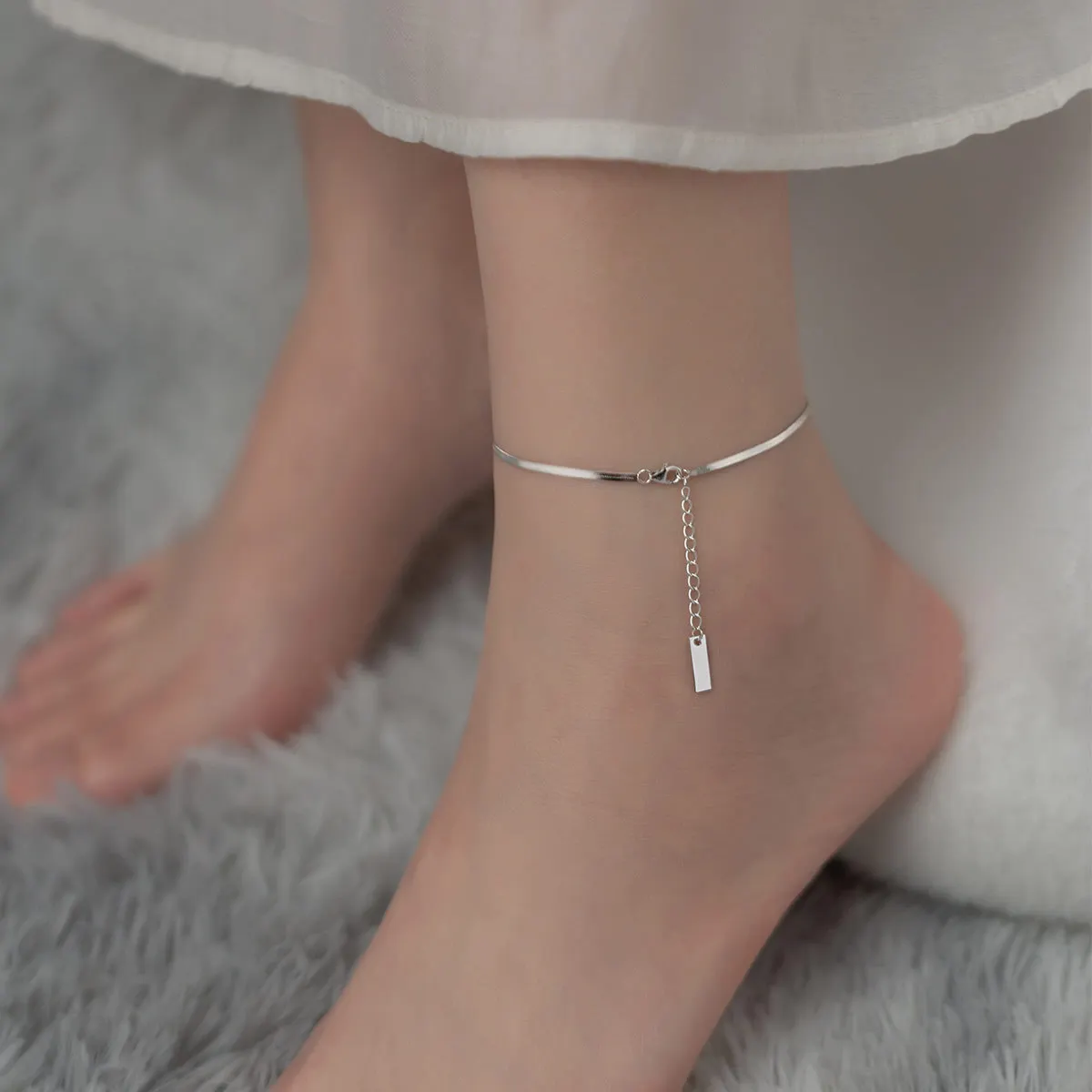 2022 New simple snake bone chain anklet for women fashion 925 silver sterling anklet