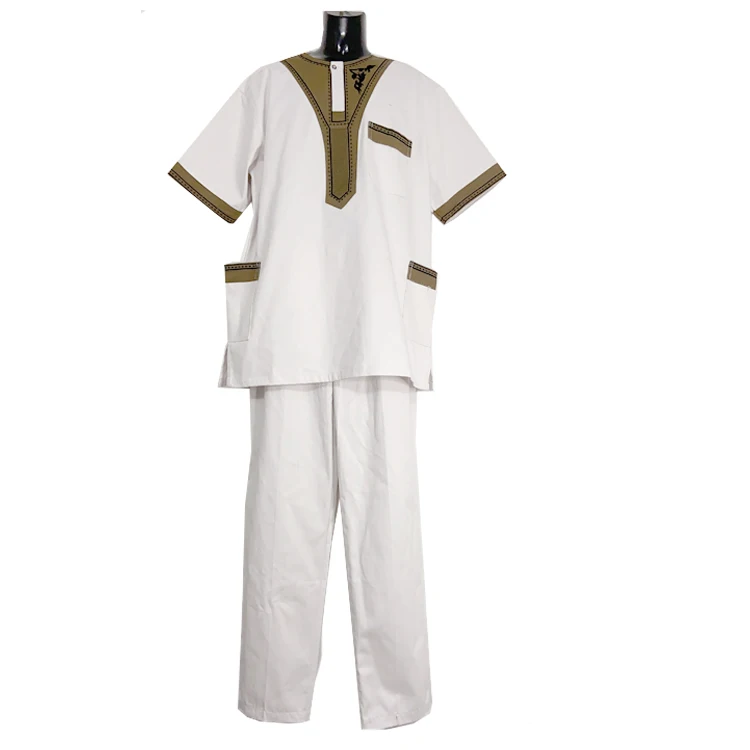 Africa East Man 2 Pieces Set Dashiki Shirt Match Trouser African Traditional Male Wear Suit Clothing