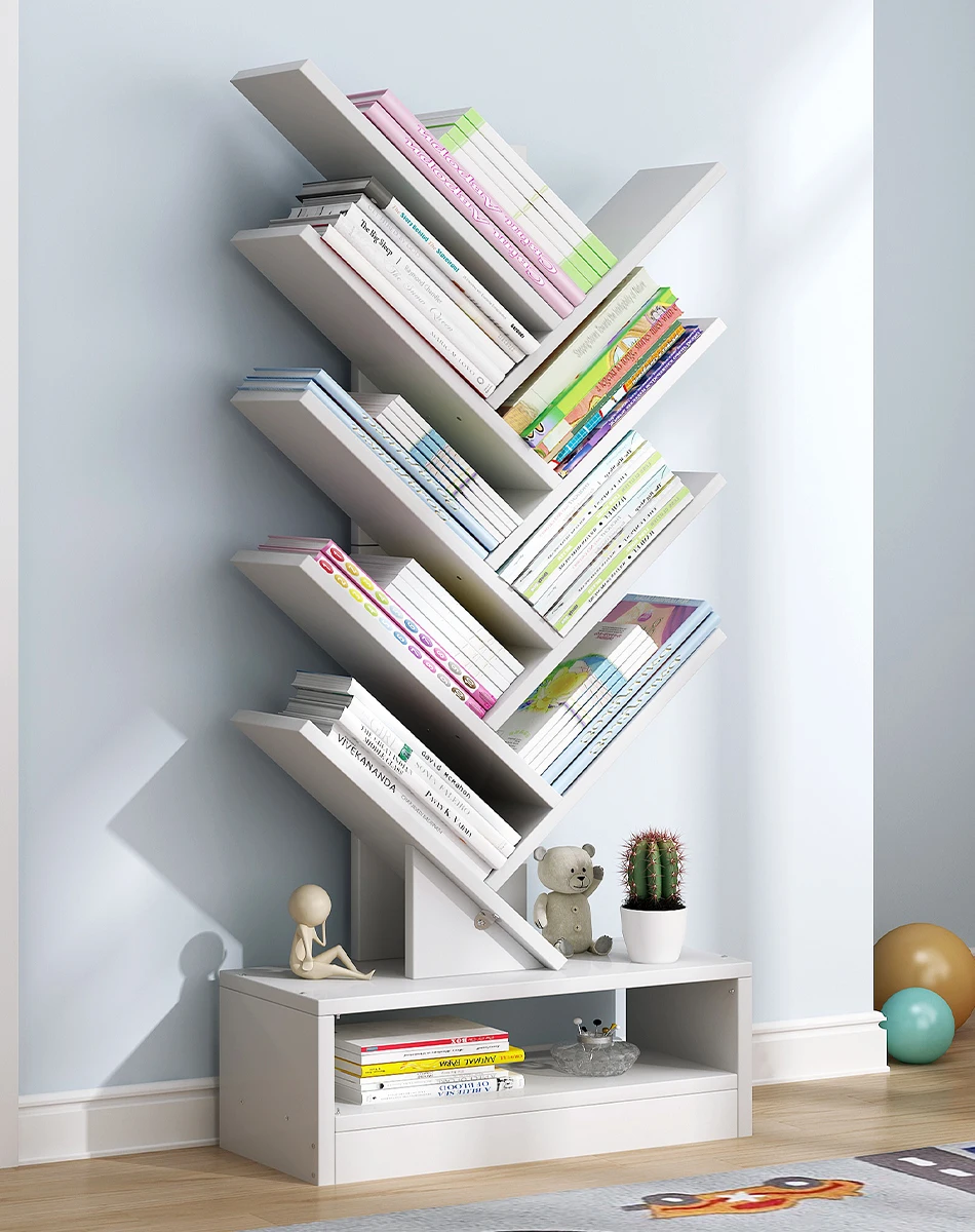 Customized nordic bookshelves wooden bookshelves bookcases for kids rotative bookcase