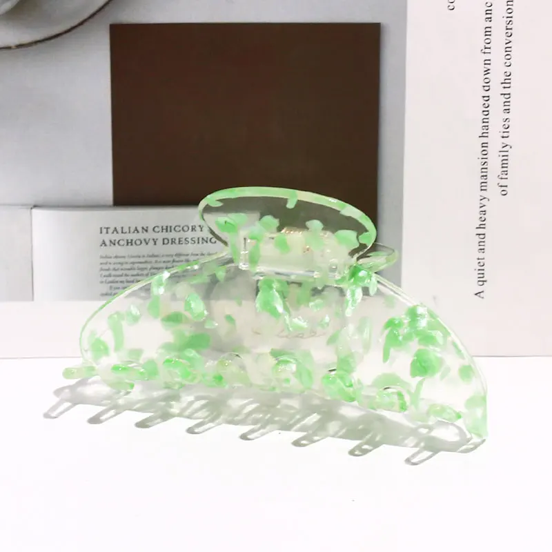 high quality 9cm large pink speckle resin acrylic hair claws customized hair clamp korean style big hair claw clips for women