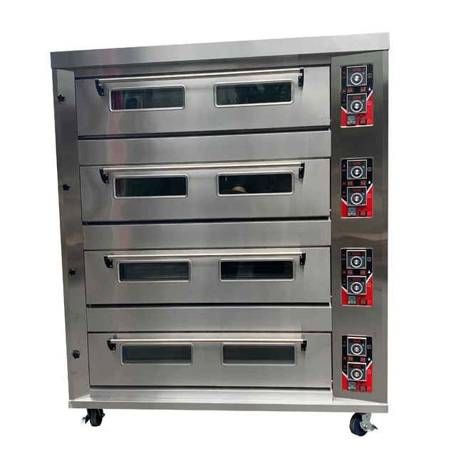 Industrial Bread Toast Baking Ovens 4 Deck 16 Tray Gas Pizza Loaf Oven for Bakery