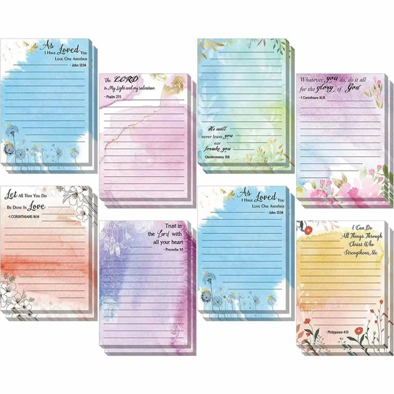 Colorful flower notepad English horizontal line memo notebook sticky notes strong sticky note sticker can be fixed