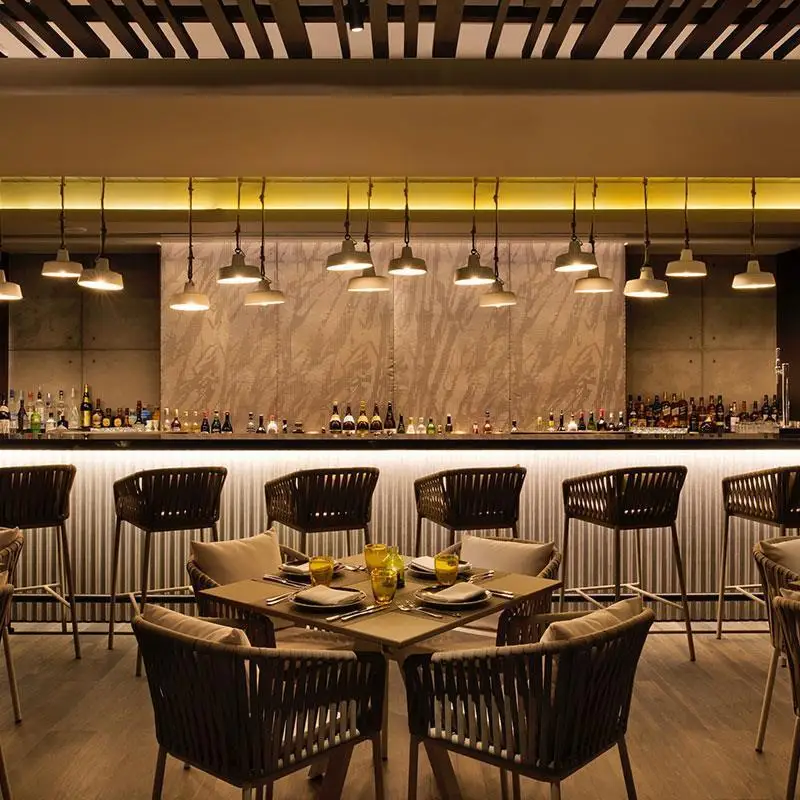 French Rattan Bistro Chair Modern Accent Rattan Chair Wicker Rattan Accent Chair Cushion Seat Armrest Simple Design