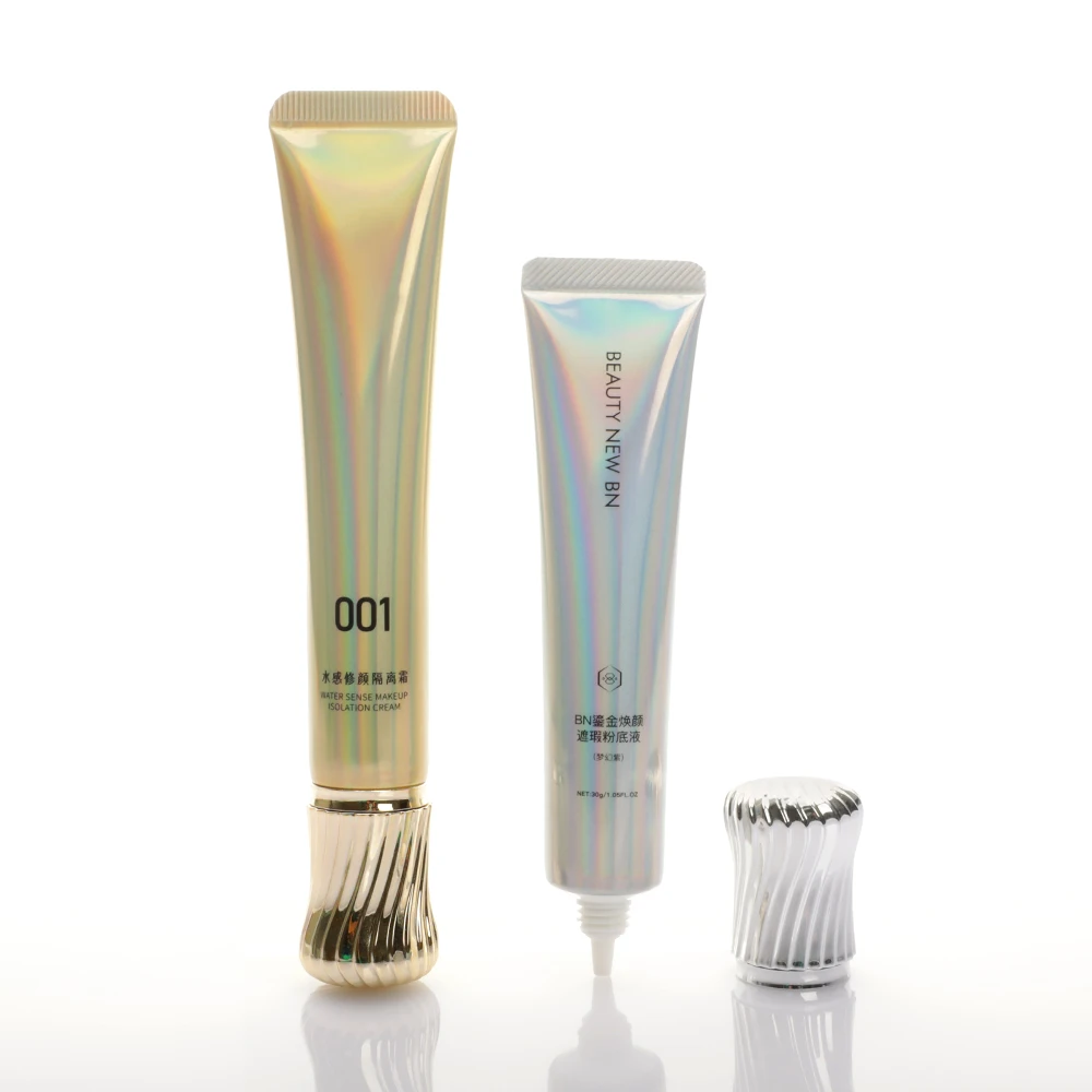 Luxury 10g 15g 20g ABL Cosmetic Packaging Tube With Acrylic Silver Screw Cap Aluminum Plastic Soft Squeeze Eye Cream Tubes