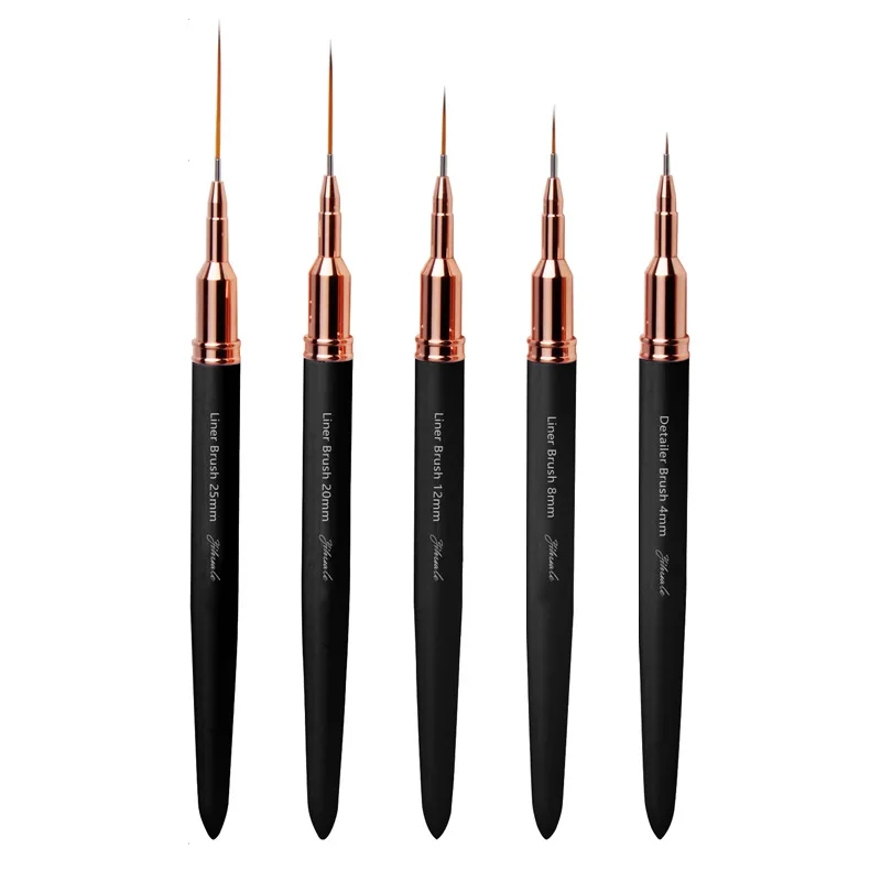Wholesale Nail Art Long Striping Brush Metal Handle Nail Drawing Pens Thin Nail Design Brush Set Gel Polish Painting Pens