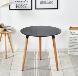 Fashion Simple Wholesale MDF Dining Table Round Table Wedding Table With Wooden Legs