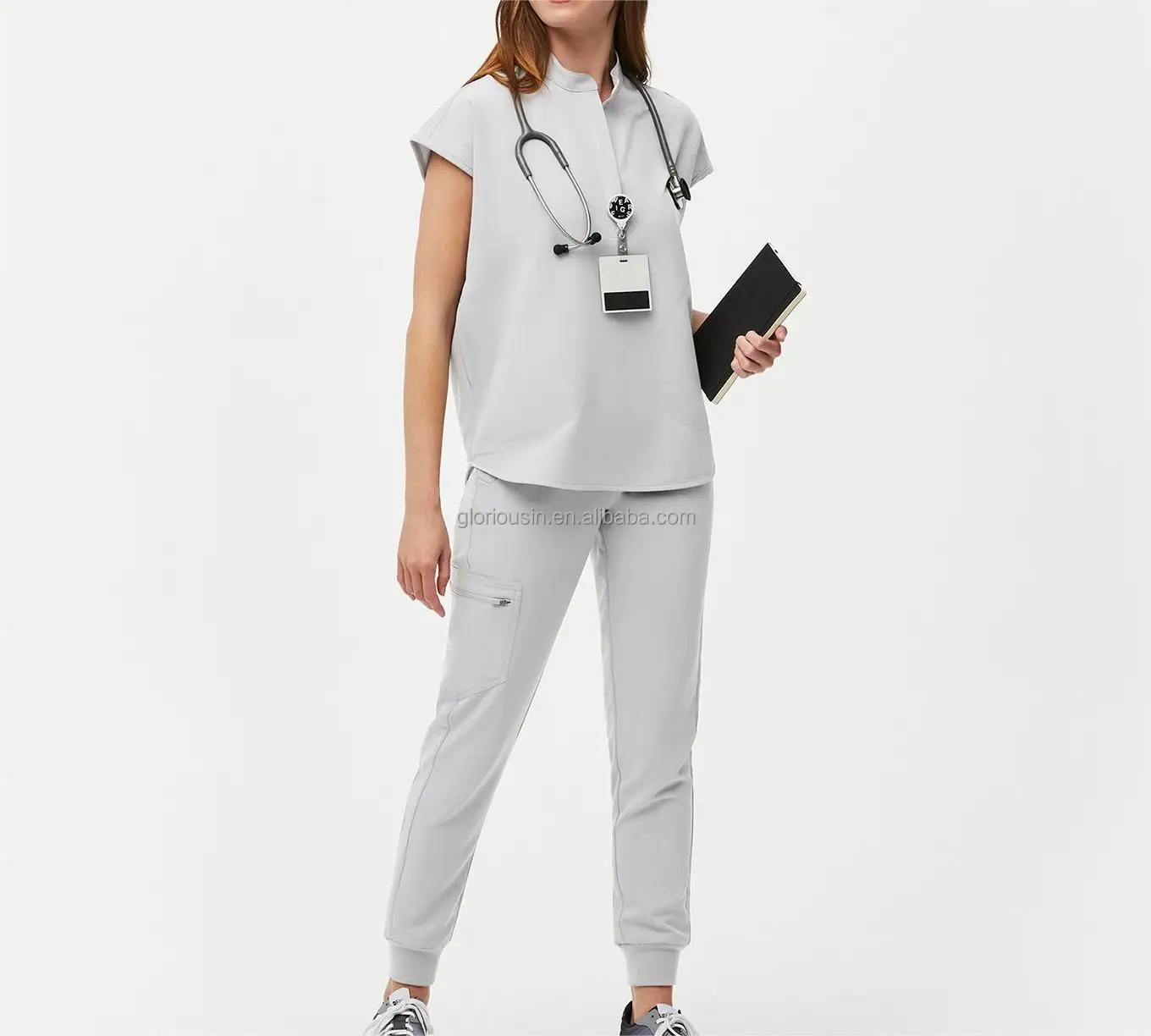 GloriousIn female scrub 2023 health care butter soft maternity uniforms hat heartsoul long sleeve comfortable dickie