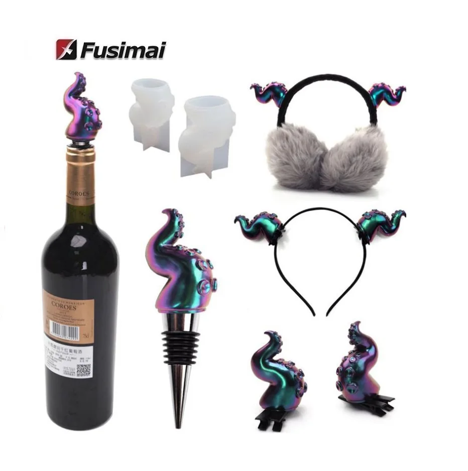 Резиновый зажим для волос «сделай сам», стопка осьминога, зажим для волос, обруч для волос, брелок, силиконовая зеркальная форма