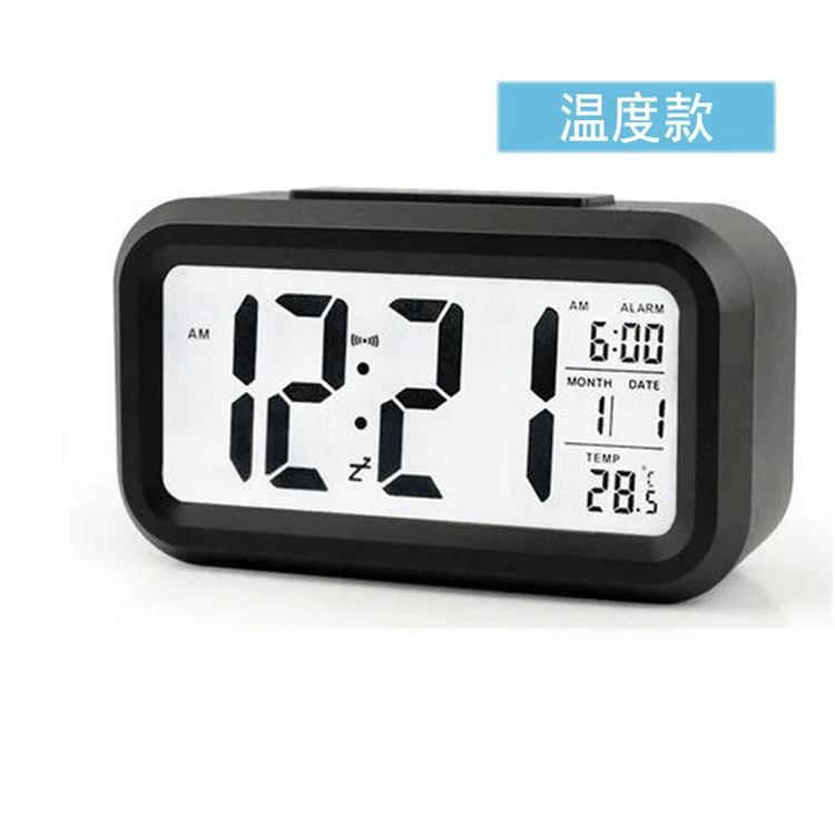 Digital Alarm Clock LCD Display Snooze Electronic Clock Sensor Nightlight Office Table Clock