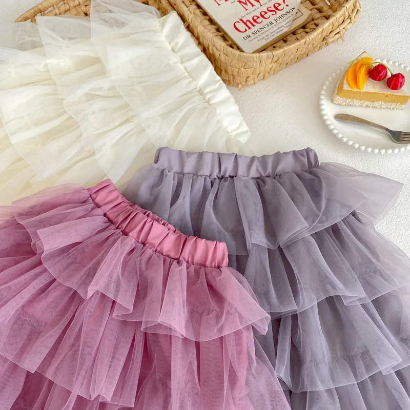 Spring Children Girls Layers Tutu Skirts Fairy Princess Kids Tulle Skirts